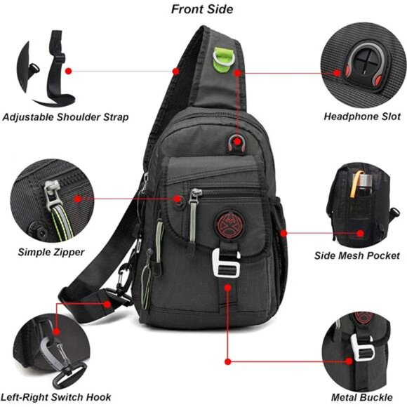 Sling Bag Chest Shoulder Backpack Crossbody Bags for iPad Tablet Outdoor Hiking - Picture 2 of 8